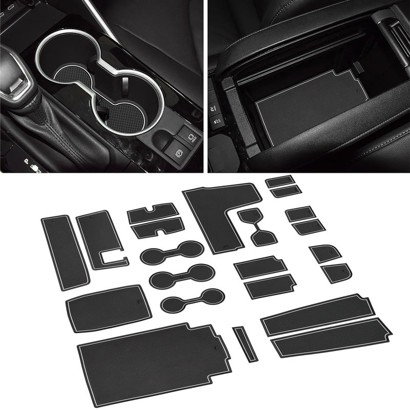 SENSHINE for Toyota Highlander Accessories 2025 20202024 NonSlip Anti Dust Cup Holder Insert Center Console Shifter Trim Door Packet Mats Premium Custom Interior 22PC Set Bench SeatGray Trim