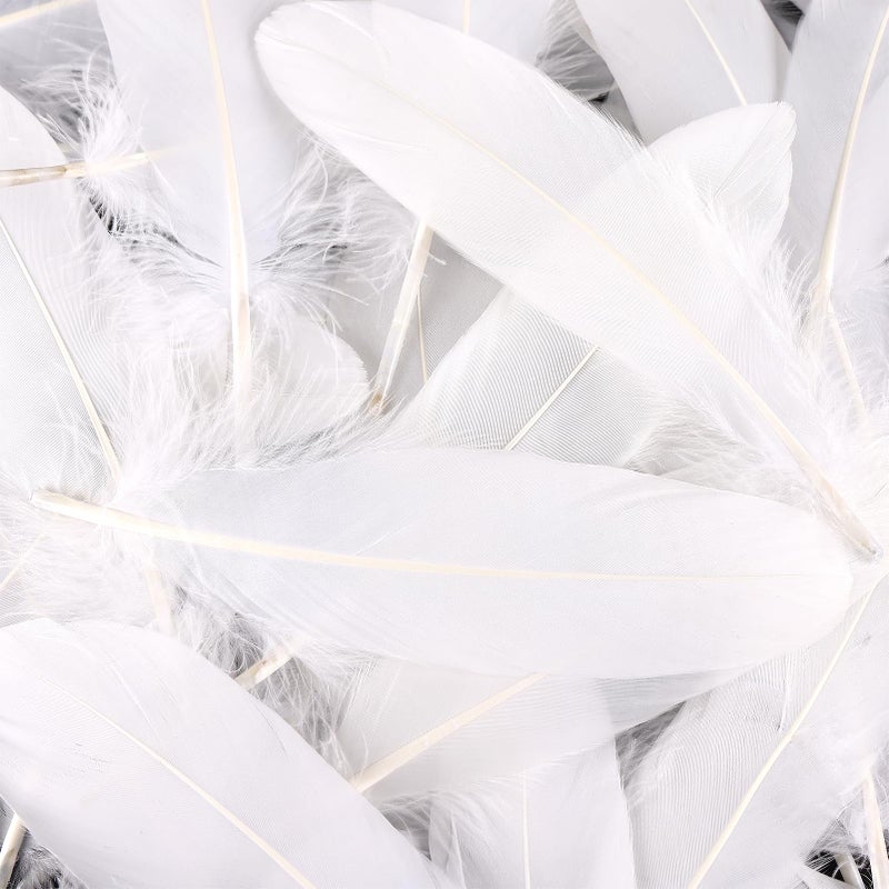 THARAHT 120pcs White Goose Feathers Natural Bulk 6-8 inch 15-20cm for Crafts DIY Cosplay Wedding Party Halloween Decoration Goose Nagoire Feathers - Image 3
