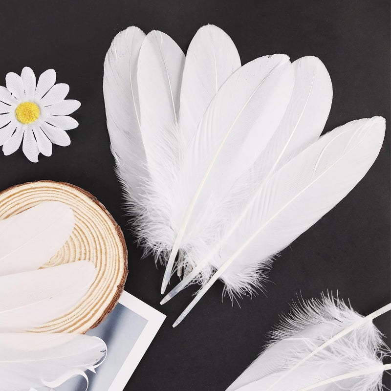 THARAHT 120pcs White Goose Feathers Natural Bulk 6-8 inch 15-20cm for Crafts DIY Cosplay Wedding Party Halloween Decoration Goose Nagoire Feathers - Image 5