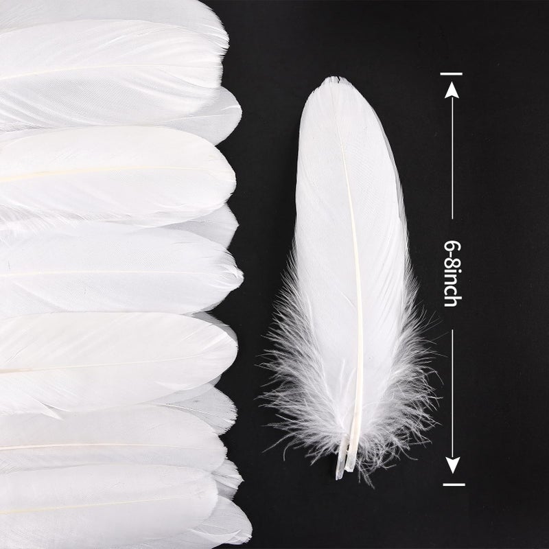 THARAHT 120pcs White Goose Feathers Natural Bulk 6-8 inch 15-20cm for Crafts DIY Cosplay Wedding Party Halloween Decoration Goose Nagoire Feathers - Image 2