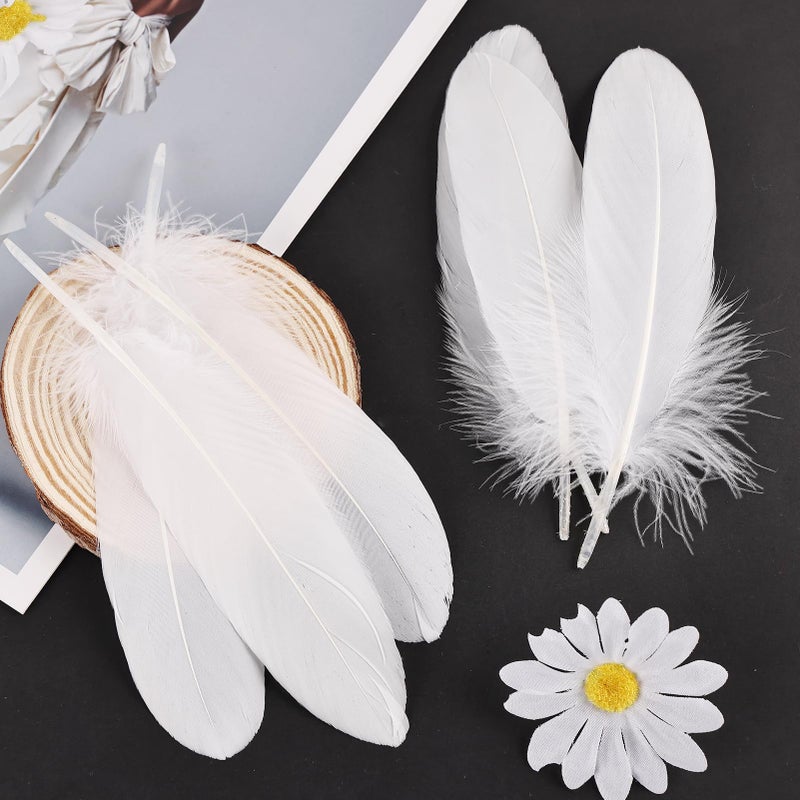 THARAHT 120pcs White Goose Feathers Natural Bulk 6-8 inch 15-20cm for Crafts DIY Cosplay Wedding Party Halloween Decoration Goose Nagoire Feathers - Image 4