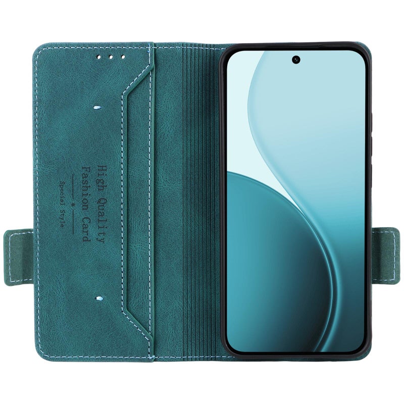 erorex For OPPO Reno14 F 5G / 4G Magnetic Clasp Leather Phone Case(Green) - Image 4