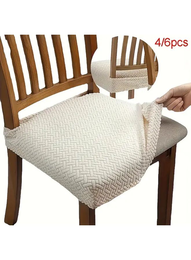 4pcs Gray Modern Chair Covers Machine Washable Durable Fabric Geometric Pattern - Image 2