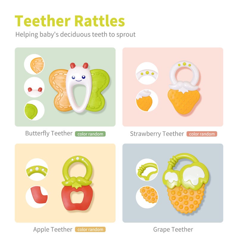 Cuterabit 12PCS Baby Rattles Toys Set with Storage Case, Teething Toys for Babies, Newborn Christmas Gift for Baby Infant Boys and Girls 0 1 2 3 4 5 6 7 8 9 10 11 12 Months - Image 3