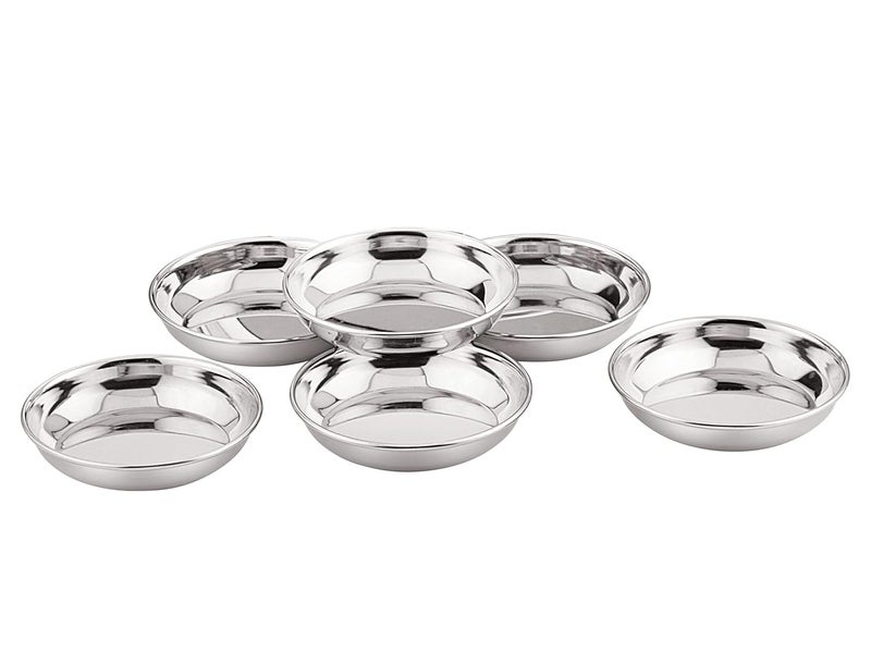 Neelam Neelam Stainless Steel 7, 22 Gauge, Prem Small Halwa Plate, 14 cm, Set of 12, Snacks Plate, Dessert Plates, Multipurpose Plate for Kitchen, Side Dish, Quarter Plates, Round Shape Silver - Image 1