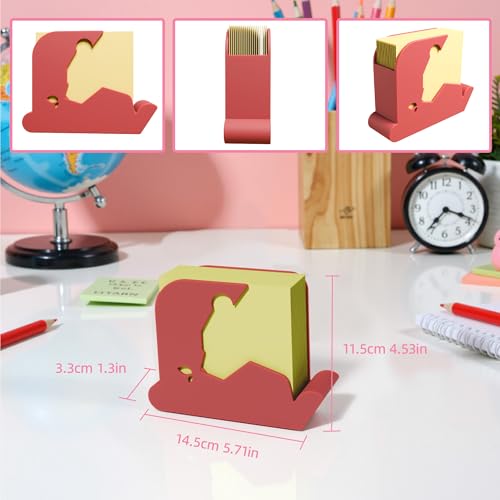Li & Zhao Li&Zhao Bear Sticky Note Holder - Cute Post It Note Dispenser Memo Dispenser Pen Holder Sticky Note Dispenser Post It Note Holder Notepad Holder for Desk School Office(Red) - Image 4