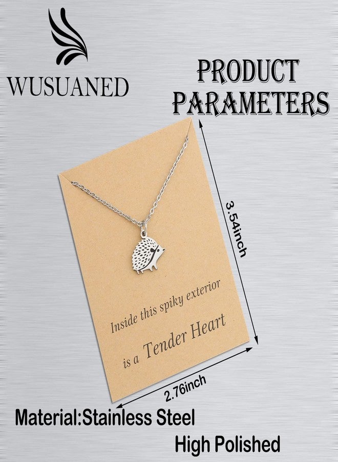 WUSUANED Cute Animal Necklace Hedgehog Pendant Necklace Hedgehog Charm Jewelry For Women Hedgehog Lover Gifts (Hedgehog charm necklace) - Image 2
