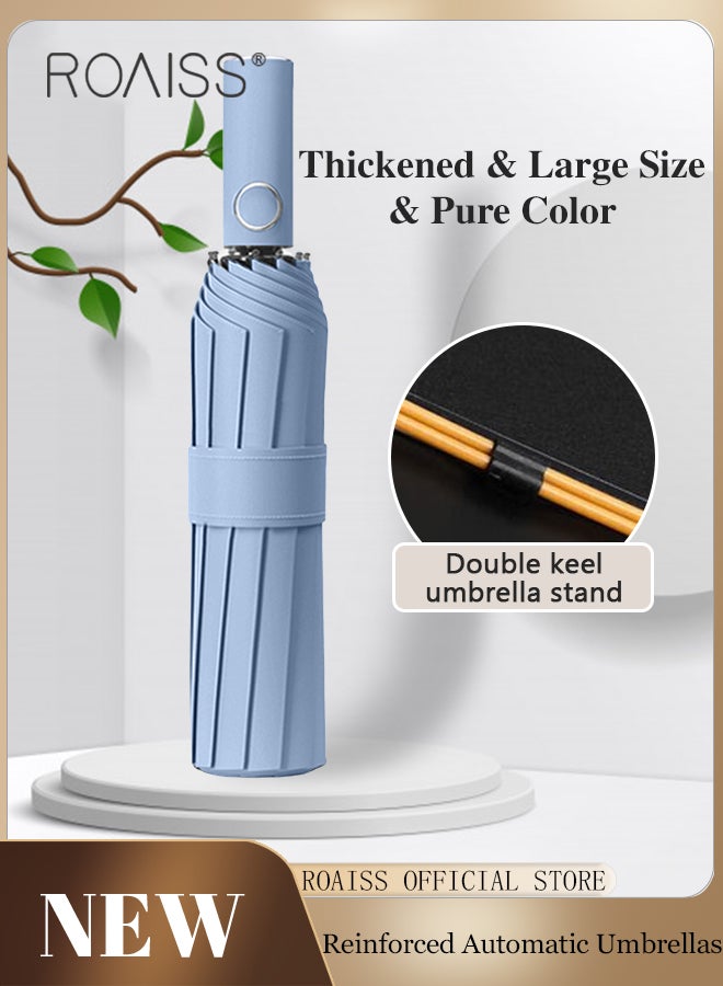 roaiss Unisex Full Automatic Umbrella Rain and Shine Dual Use Large Reinforced Thickened Portable Arc Umbrella for UV Protection Strong Rain Resistant and Windproof Parasol - Image 1