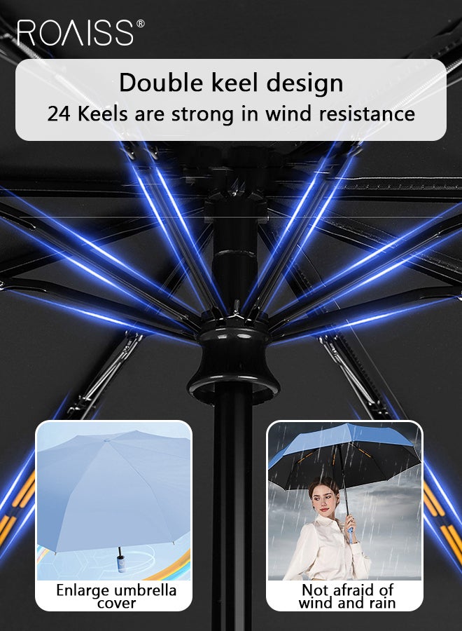 roaiss Unisex Full Automatic Umbrella Rain and Shine Dual Use Large Reinforced Thickened Portable Arc Umbrella for UV Protection Strong Rain Resistant and Windproof Parasol - Image 4