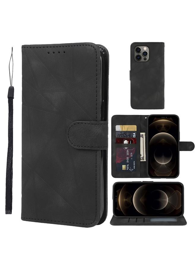 Zaboon Case For iPhone 12 Pro Max Skin Feel Geometric Lines Leather Phone Case - Image 1