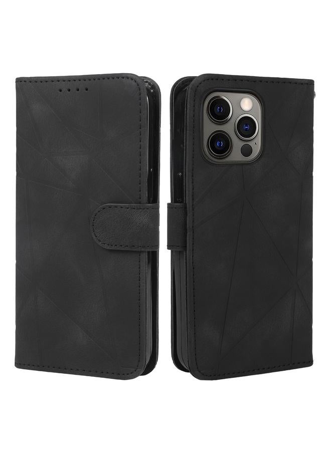 Zaboon Case For iPhone 12 Pro Max Skin Feel Geometric Lines Leather Phone Case - Image 2
