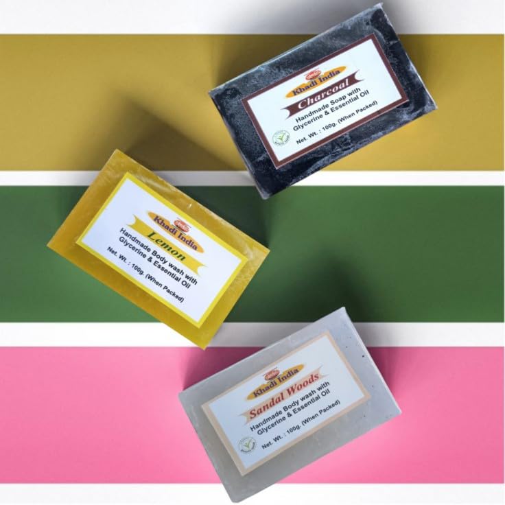 Sharp Khadi India Handmade Herbal Soap 100 gm Multiple fragrances Pure Natural Skin Cares Pack Of 6 Soaps - Image 3