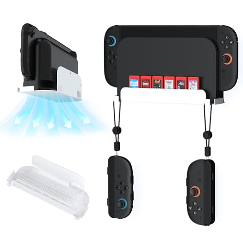 JDDWIN Wall Mount Stand for Nintendo Switch 2 (2025)/ Switch OLED, Metal Gaming Shelf Accessories for Wall with Joy-Con 2 Hanging Hook and 6 Game Storage Holder Safety Store Controller Holder (White) - Image 1