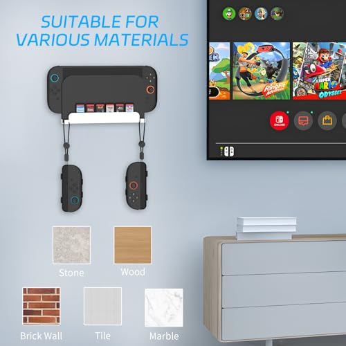 JDDWIN Wall Mount Stand for Nintendo Switch 2 (2025)/ Switch OLED, Metal Gaming Shelf Accessories for Wall with Joy-Con 2 Hanging Hook and 6 Game Storage Holder Safety Store Controller Holder (White) - Image 5