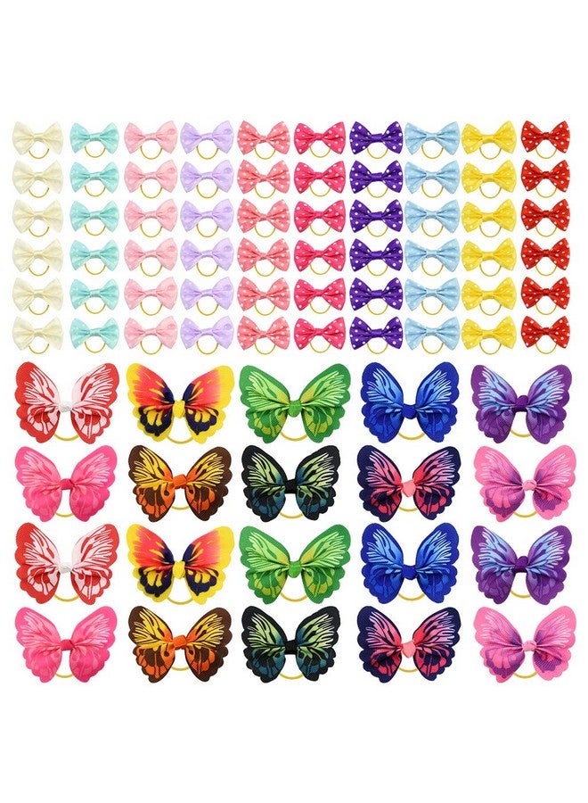 تونج كلاود 80 قطعة من ربطات شعر الكلاب مع أشرطة مطاطية على شكل فراشة، ربطات شعر الحيوانات الأليفة، ربطات شعر مرنة للجراء والكلاب والقطط، إكسسوارات شعر (20 لونًا) - Image 1