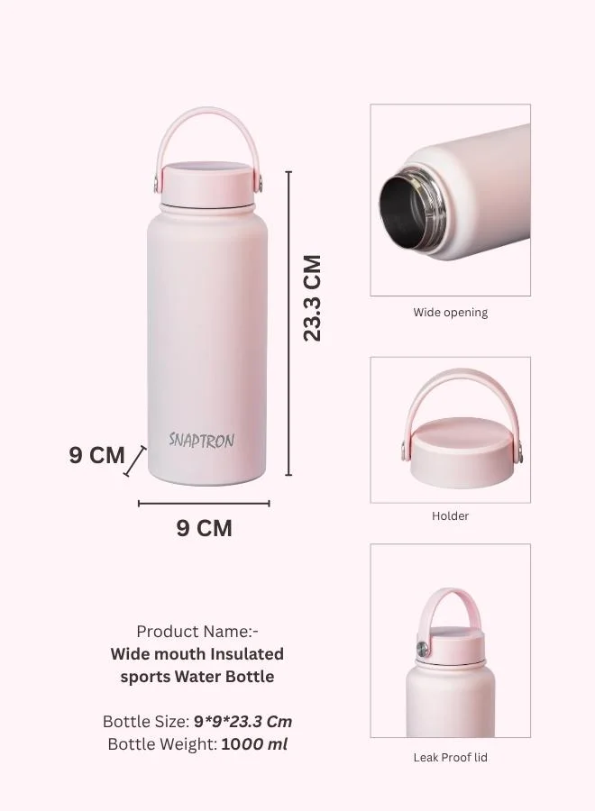 Casa Quesera  SNAPTRON® Wide mouth 1000ml Insulated Sports Water Bottle – Large Capacity, Portable, Leakproof with Anti-Slip Bottom  | Best Price UAE