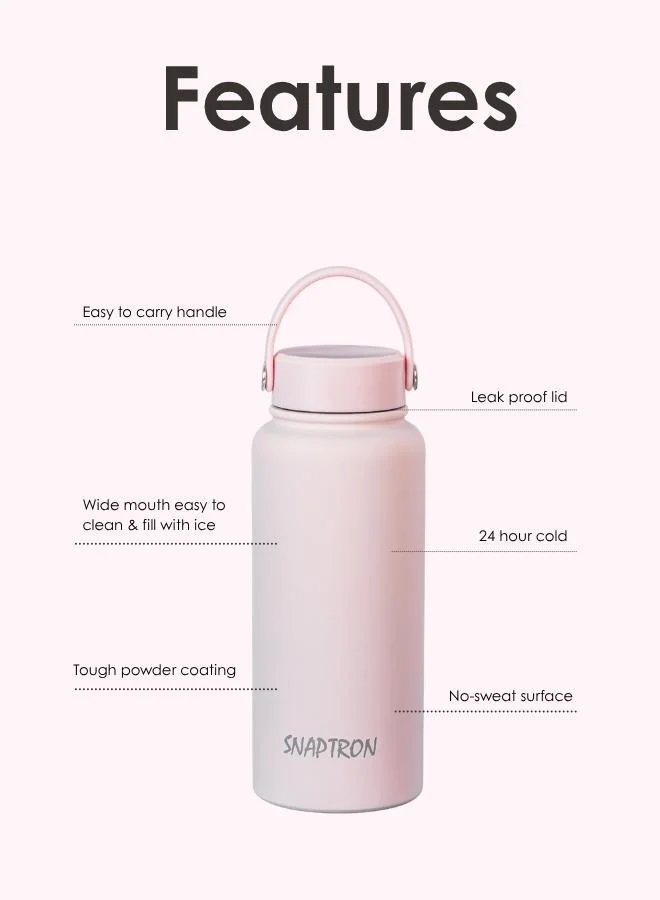 Casa Quesera  SNAPTRON® Wide mouth 1000ml Insulated Sports Water Bottle – Large Capacity, Portable, Leakproof with Anti-Slip Bottom  | Best Price UAE