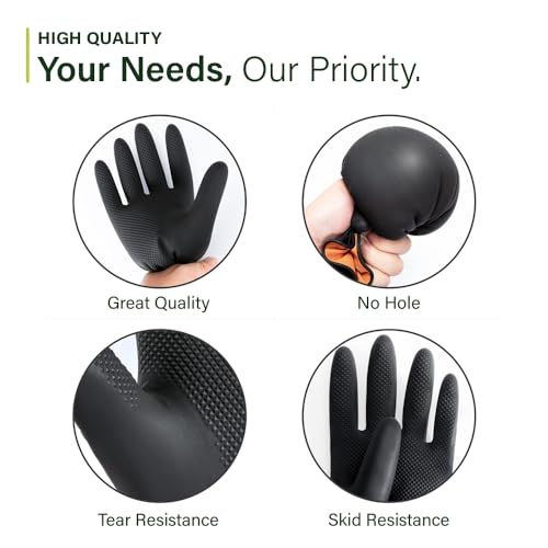 garbnoire Natural Latex Reusable Stretchable Rubber Heavy Duty Hand Gloves With Texture Palm Grip Anti-Slip Rolled Cuff Suited For Gardening |Multi-Purpose Use Outdoor Large- (Pack of 1 Pair, Black) - Image 3
