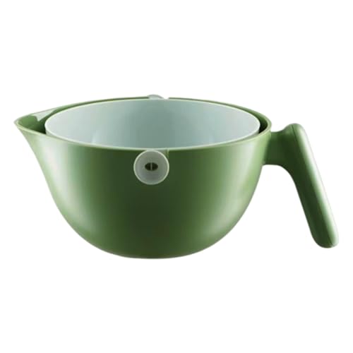 Prime Pick Spin Wash Drain Basket Multipurpose Dual Layer Rice Fruit Vegetable Washer 90 Degree Tilt Airflow Design Durable Handle Kitchen Washing Strainer Colander Green - Image 1