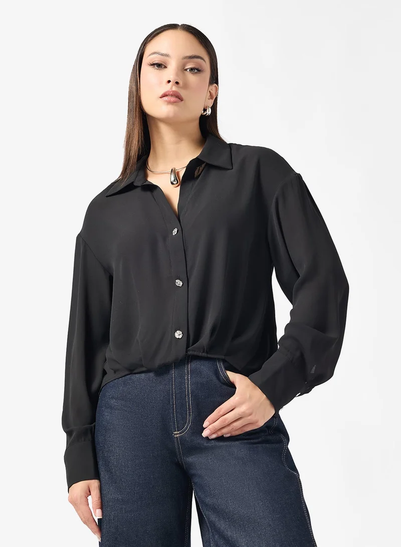 اونلي قميص أونلاينفا بأكمام طويلة ومنفوخة