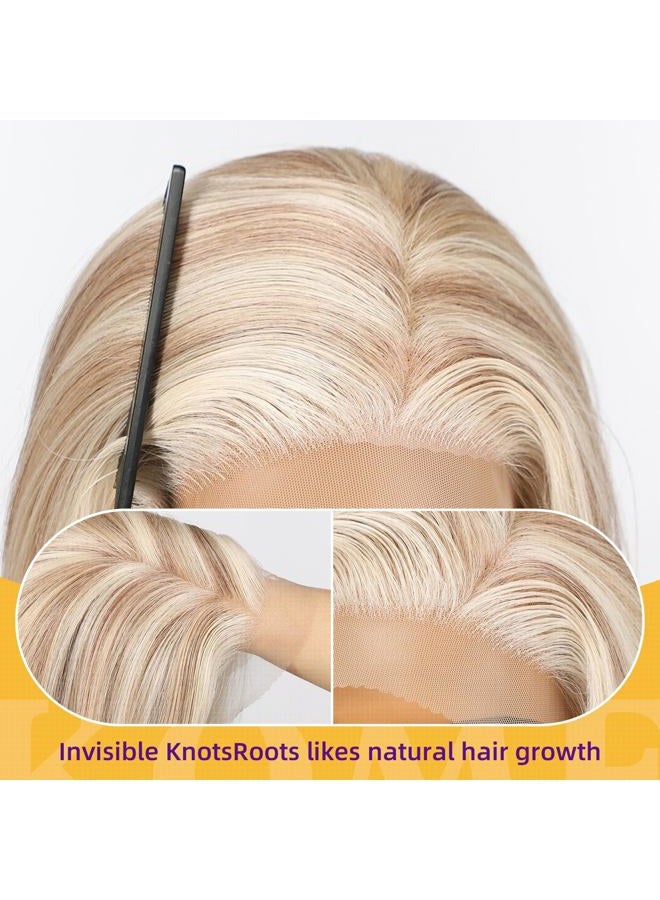 KOME Blonde Synthetic Lace Front Wig,13×6 Short Straight Glueless Bob Wigs for White Women Daily Use 10IN（#FDML） - Image 5