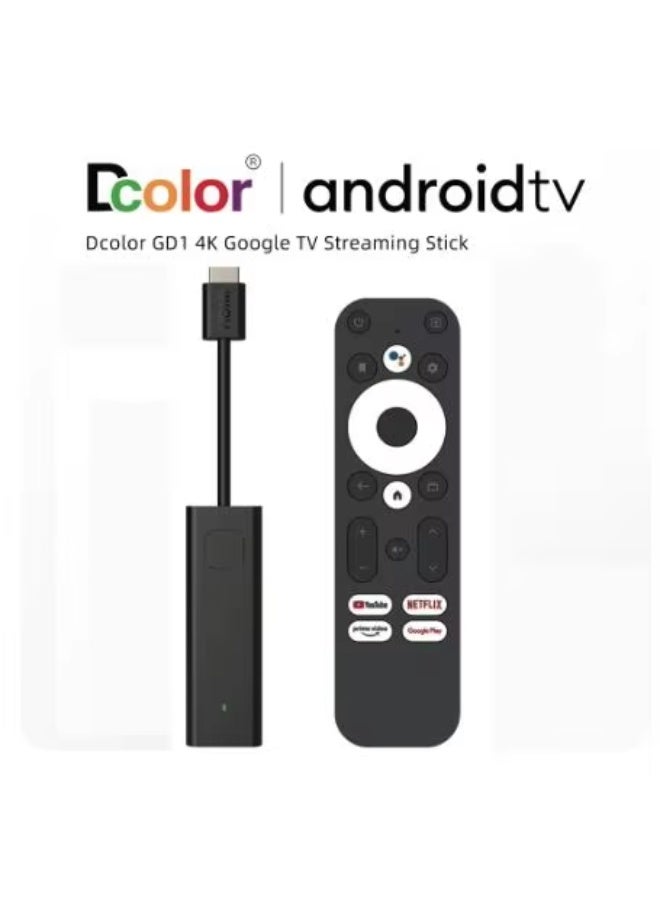 دي كلر جهاز Dcolor GD1 الذكي بتقنية 4K، معتمد من جوجل ونتفليكس، يعمل بنظام أندرويد، مزود بمعالج Amlogic S905Y4، وذاكرة 2 جيجابايت + 16 جيجابايت، ويدعم شبكة واي فاي ثنائية النطاق 2.4 جيجاهرتز/5 جيجاهرتز. - Image 1
