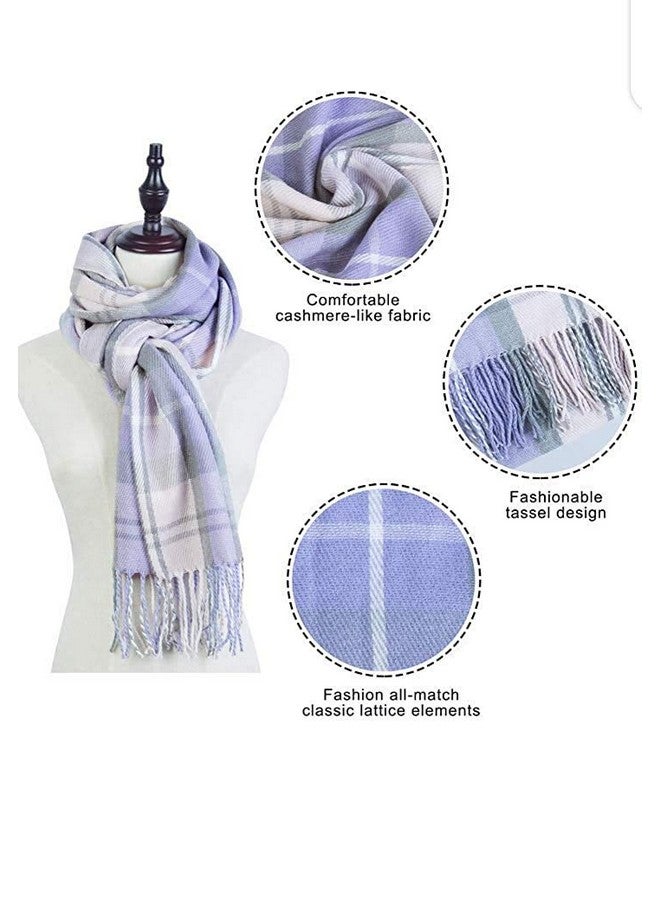 Magic MAGIC Winter Neck Scarf Warm Soft Scarves Plaid Tassels Shawl Stole for Girls and Women (Grey) - Image 4