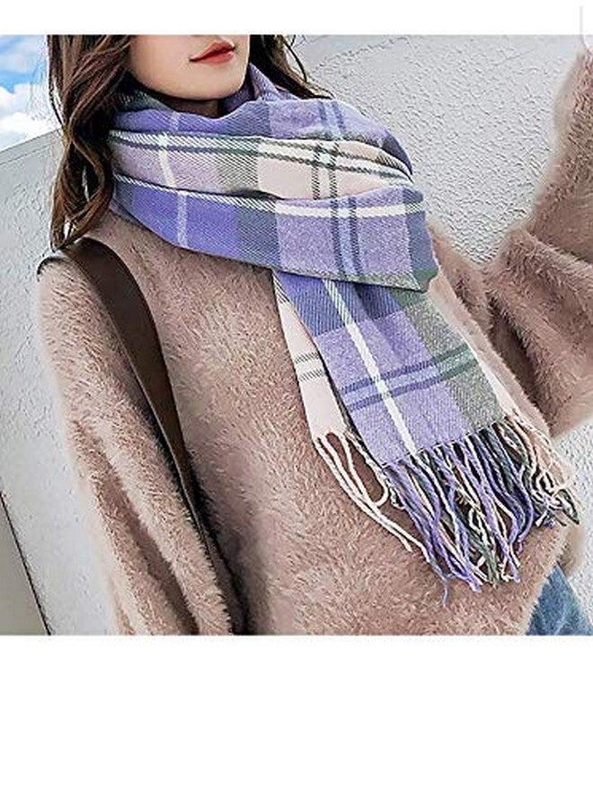 Magic MAGIC Winter Neck Scarf Warm Soft Scarves Plaid Tassels Shawl Stole for Girls and Women (Grey) - Image 5