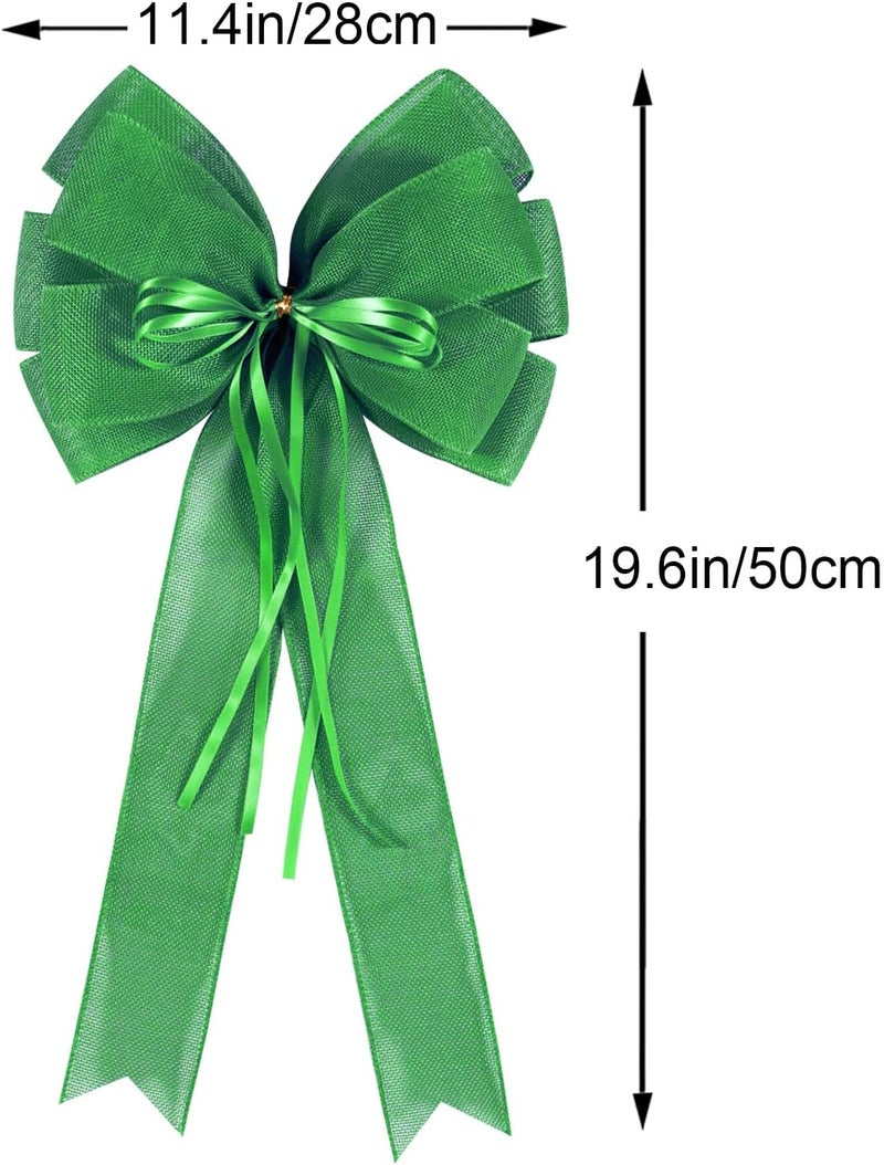 Hongsome 2 PCS Green St Patricks Day Wreath Bow Decor,St Patricks Day Tree Topper Bow Decorations,Decorative Bow with Green Burlap and Glitter String for Holiday Home Front Door Outdoor - Image 2
