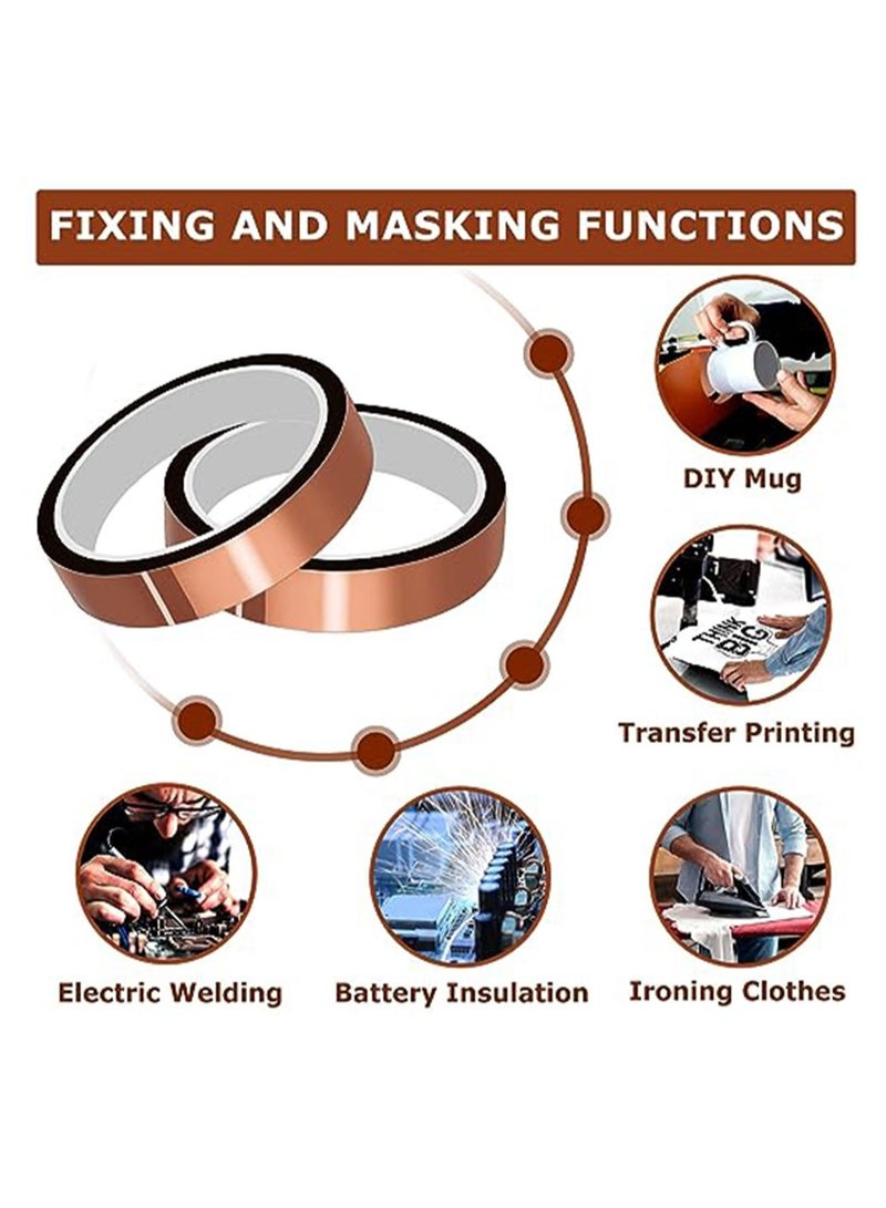 Generic 2 Rolls × 33m Long Gold Finger High Temperature Resistant Tape Heat BGA Tape Thermal Insulation Tape Polyimide Adhesive Insulating adhesive Tape 3D printing Board protection (10mm)  - Image 3