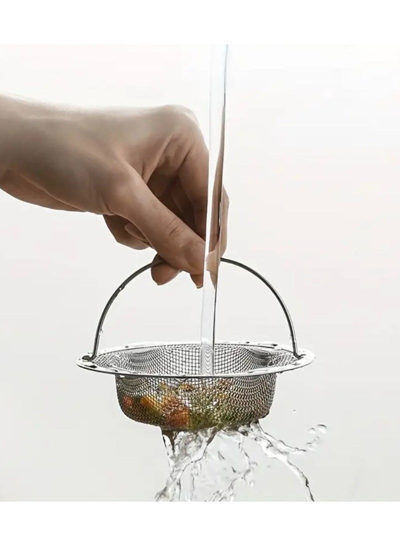 كلين ويف طقم مصافي حوض من الستانلس ستيل (قطعتان) مع مقبض – شبكة دقيقة مقاومة للصدأ لمنع انسداد المصارف، مناسبة لأحواض المطبخ - سهلة التنظيف - Image 3