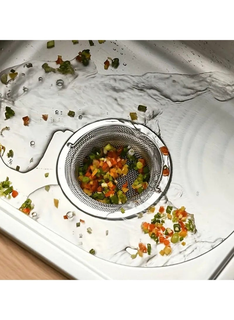 كلين ويف طقم مصافي حوض من الستانلس ستيل (قطعتان) مع مقبض – شبكة دقيقة مقاومة للصدأ لمنع انسداد المصارف، مناسبة لأحواض المطبخ - سهلة التنظيف - Image 2