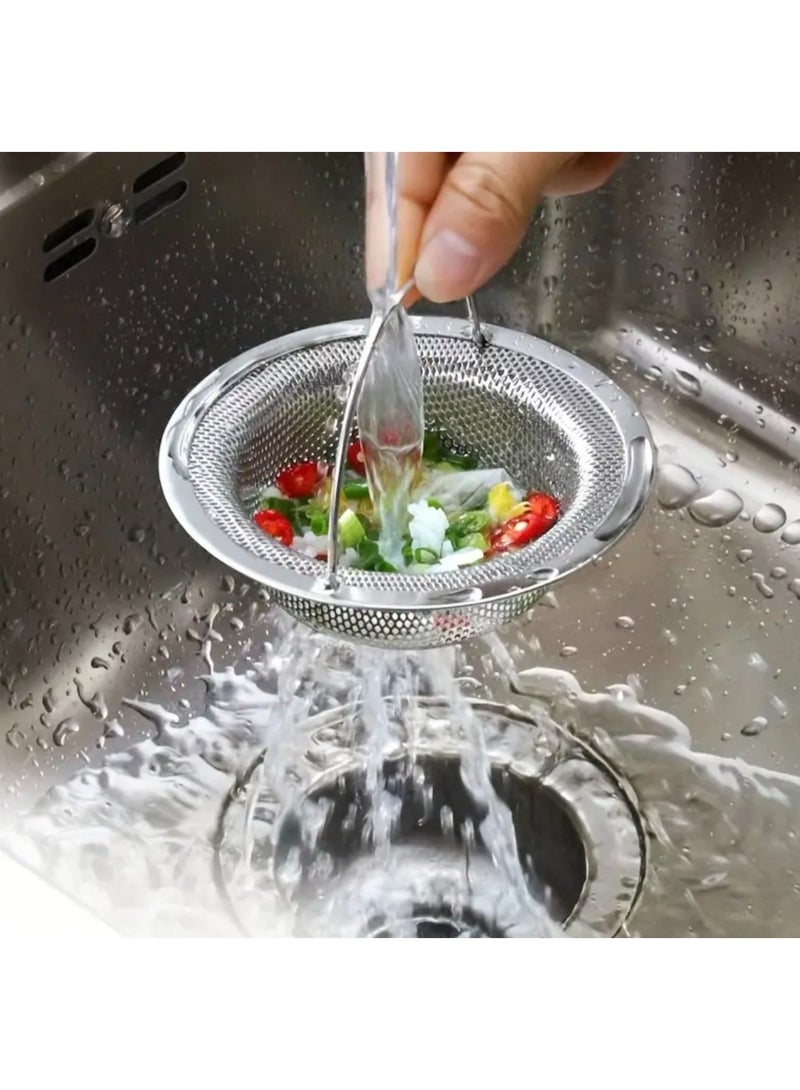 كلين ويف طقم مصافي حوض من الستانلس ستيل (قطعتان) مع مقبض – شبكة دقيقة مقاومة للصدأ لمنع انسداد المصارف، مناسبة لأحواض المطبخ - سهلة التنظيف - Image 4
