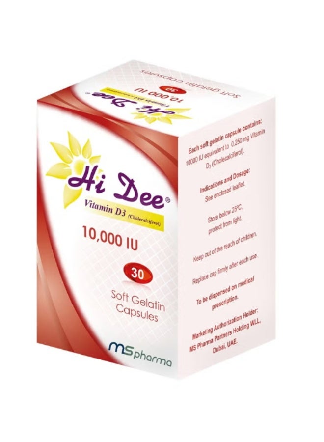 Hi Dee Vitamin D3 10000 IU Soft Gel Capsules 30’s | Bone, Immunity & Muscle Support