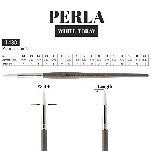 Escoda Perla Series 1430 Short Handle Round Artist Watercolor Brush, 14, White Toray Filament - Image 3