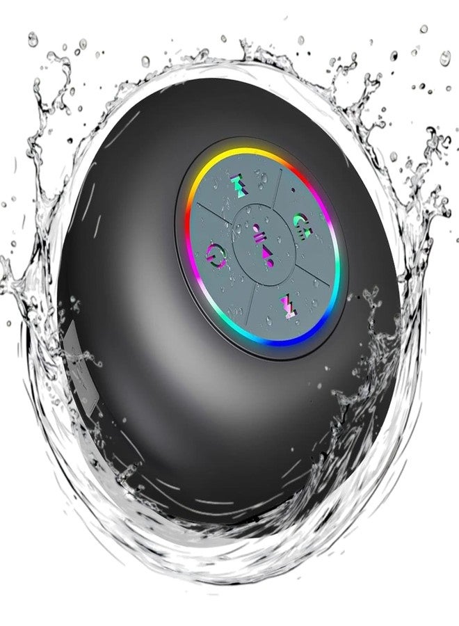 Luzsco Waterproof Bluetooth Shower Speaker with LED, IPX4 Portable Wireless Hands-Free Mini Speaker, Built-in Mic, Suction Cup, Rechargeable for Bath Beach Home - for iPhone Smartphone Tablet (Black) - Image 1