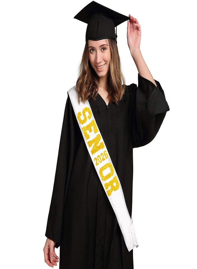 Partyprops 6Pcs White Senior 2026 Satin Sashes with Gold Glitter Letters Senior 2026 Decorations - 2026 Graduation Celebrations Sashes - Senior Cheer Sash - Cheerleader Sash - Class Competition Sashes - Image 5