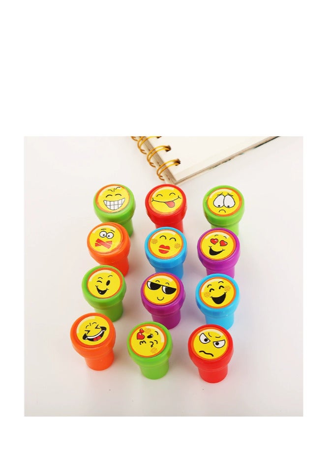 12 Pieces Kids Emoji Stamp Set - Fun Self-Inking Emoticon Stamps for Parties and Gifts - Image 1