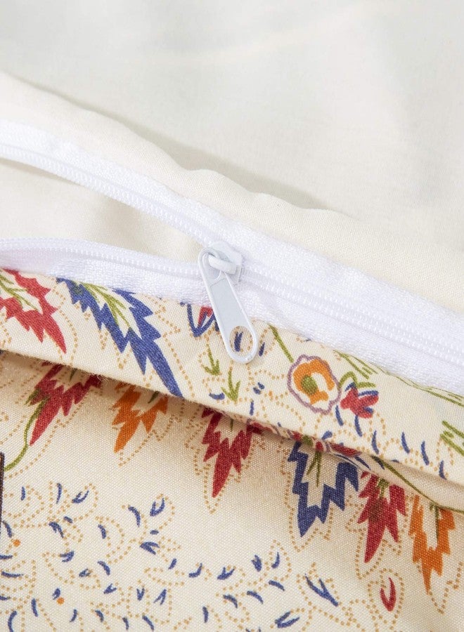 دادا بيدنغ طقم غطاء لحاف دادالوجي بنقوش نباتية وزهرية مع أغطية وسائد - بوهيمي، شيفرون، بيزلي، زخارف دقيقة، ألوان التوت البري، الأحمر، الأخضر المريمي، قوس قزح - غطاء لحاف ملون مع أربطة زاوية وسحاب - مقاس كوين - 3 قطع - Image 4