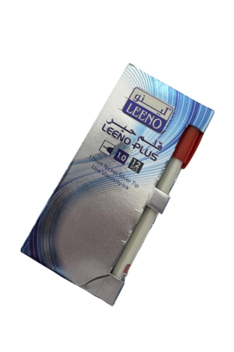 لينو مجموعة أقلام حبر احمر جاف من 12 قطعة - Image 1