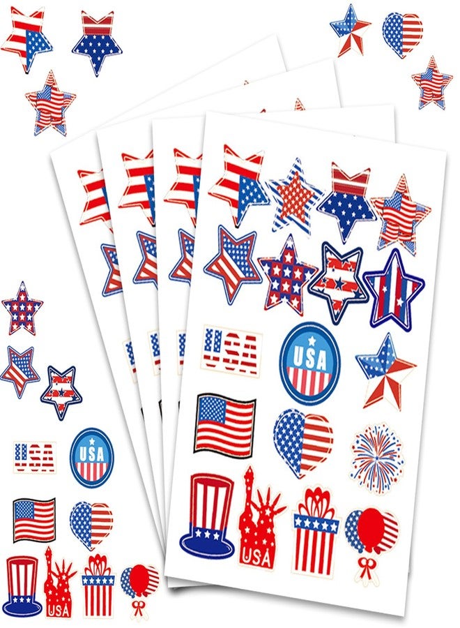 Zeptrix American Flag Stickers,72Pcs 4th of July Patriotic Stickers Waterproof Self-Adhesive Red Blue White Independence Memorial Day Decorations USA Card Envelope Gift Label Decals Kids Party Favor Supplies - Image 1