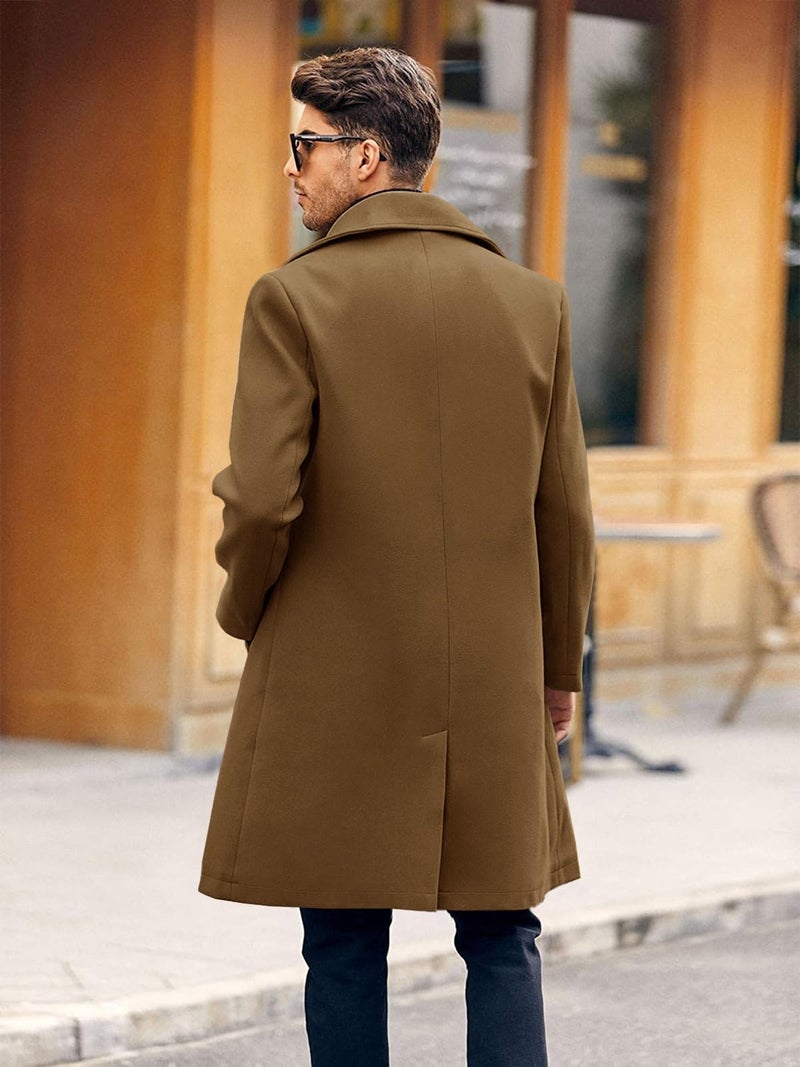 Makkrom Mens Double Breasted Trench Coat Casual Lapel Collar Business Winter Long Overcoats - Image 2