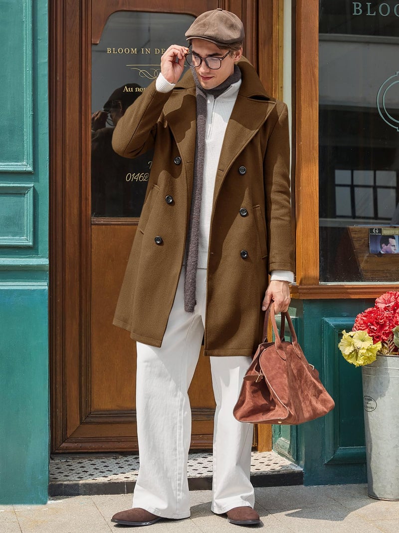 Makkrom Mens Double Breasted Trench Coat Casual Lapel Collar Business Winter Long Overcoats - Image 5