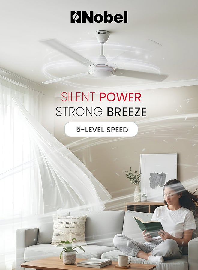 Nobel Elegant Ceiling Fan: High-Performance Cooling with Silent Operation & Stylish Design 85 W NCF56 White - Image 2