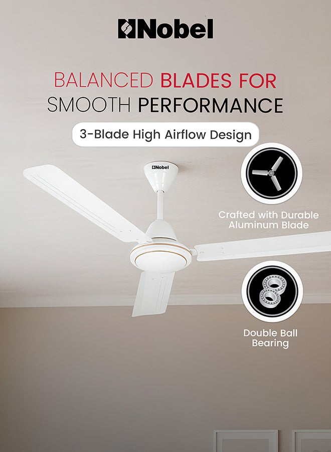Nobel Elegant Ceiling Fan: High-Performance Cooling with Silent Operation & Stylish Design 85 W NCF56 White - Image 3