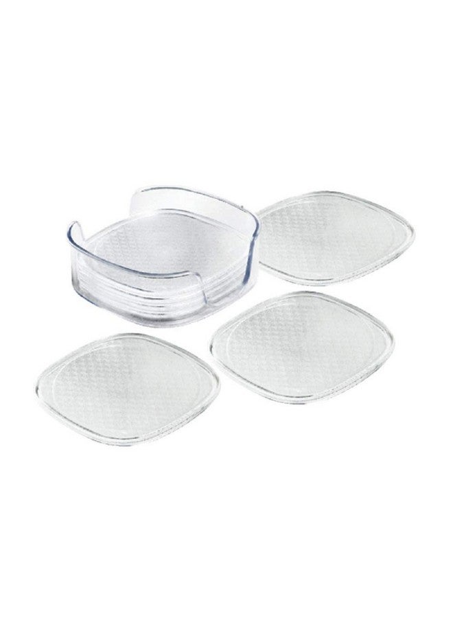 aaKaR - Coffee Break (Clear) Coaster - Textured Square Shape Coaster with Stand - Set of 6 - Image 2