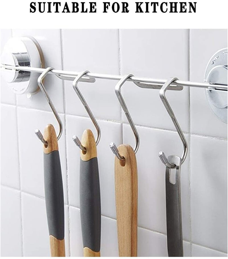 JIALTO® 2 PCS Over The Door Drawer Cabinet Hook, S.S 304 Stainless Steel Double S-Shaped Holder Hanger, Heavy Duty Free Punching Door Back Hanging Clothes Organizer (Silver) - Image 3
