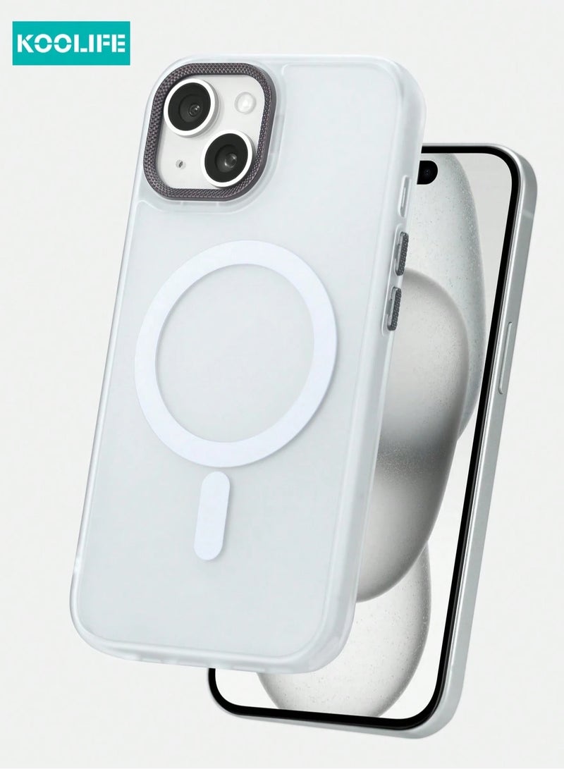 iPhone 13 case, white color - magnetic, compatible with MagSafe, protects the phone strongly and completely - Image 1