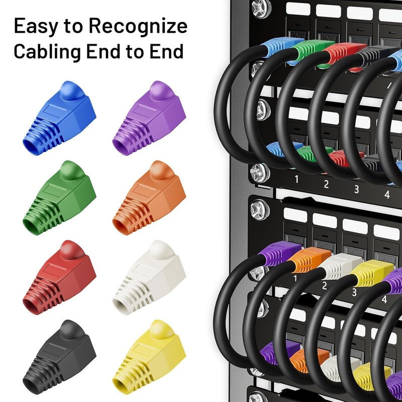 SPYTEK {Pack of 100) Cat5E Cat6 Rj45 Plugs Ethernet Network Cable Strain Relief Socket Boots Caps RJ-45 Connector Silicone Cap ((Many-Colored)) - Image 2