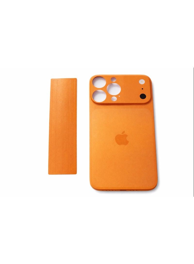استيكر حماية خلفي لهاتف iPhone 16 Pro Max – لون برتقالي مات فاخر – حماية للظهر وإطار الكاميرا – مقاوم للخدش والبصمات – سهل التركيب والإزالة - Image 3